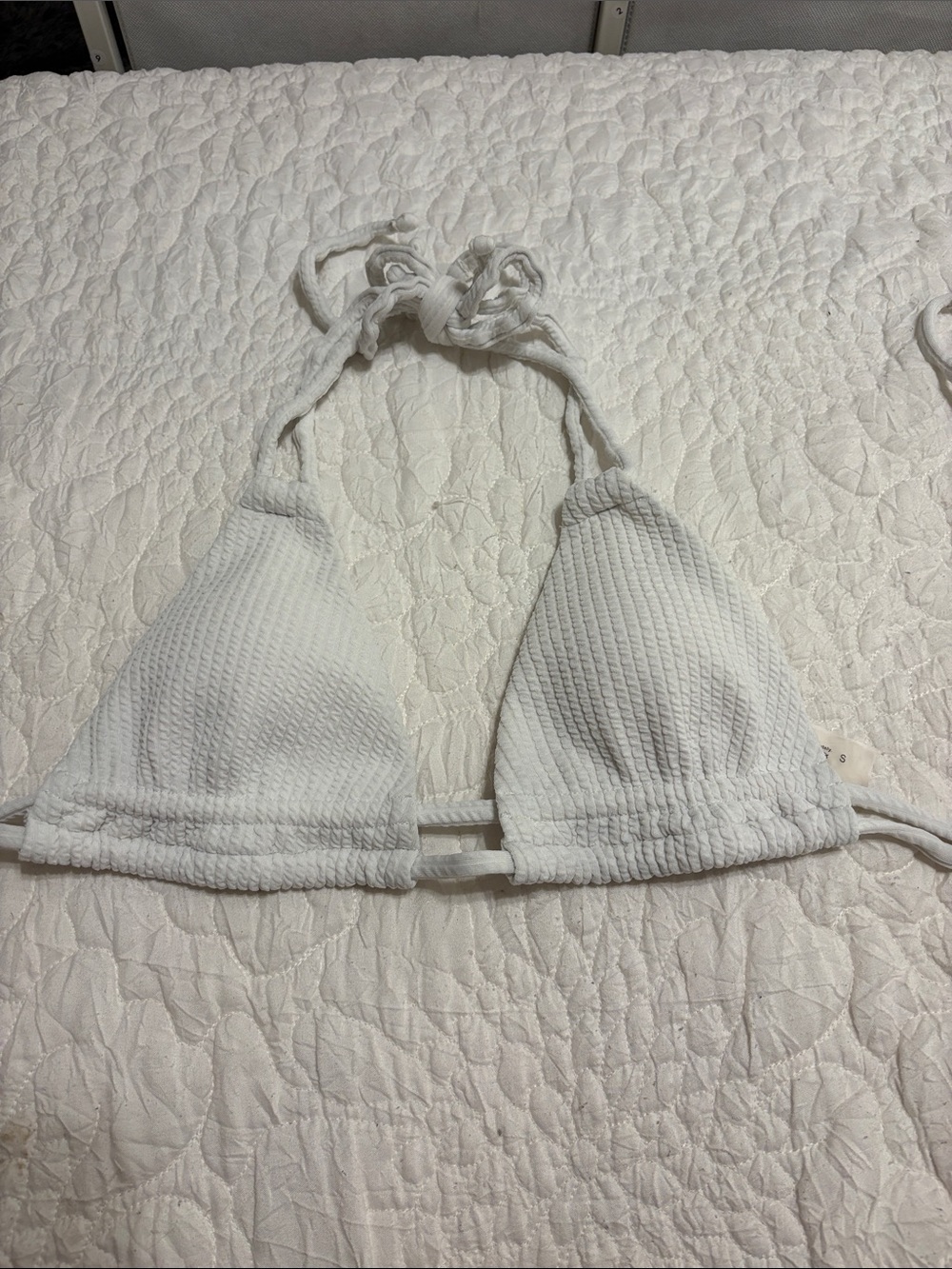 SHEIN White Textured Triangle Bikini Top